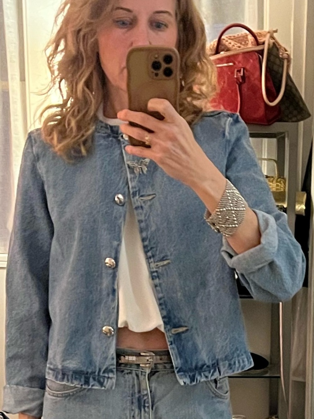 Zara structured boxy Light Blue Denim Blazer Jean Jacket - Picture 2 of 5